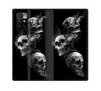 Cokitec Custodia in Pelle Portafoglio per Xiaomi Redmi 10 Testa di Morte Tripla