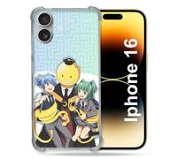Cokitec Custodia rinforzata per Apple Iphone 16 Plus Manga Assassination Classroom Kuro Trio