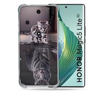 Cokitec Custodia rinforzata per Honor Magic 5 Lite Animal Cat Reflet