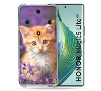 Cokitec Custodia rinforzata per Honor Magic 5 Lite Animal Gatto Viola