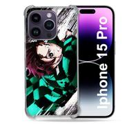 Cokitec Custodia rinforzata per iPhone 15 Pro (6.1) Manga Demon Slayer Tanjiro