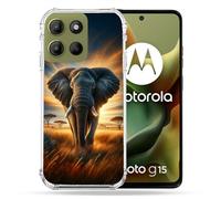 Cokitec Custodia rinforzata per Motorola G15 Animal Elephant Savane