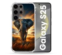 Cokitec Custodia rinforzata per Samsung Galaxy S25 Animal Elephant Savane
