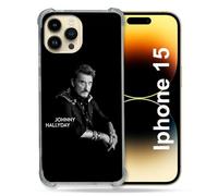 Cokitec Johnny Hallyday - Cover rinforzata per iPhone 15 (6.1), colore: Nero