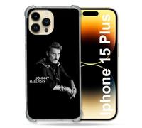 Cokitec Johnny Hallyday - Cover rinforzata per iPhone 15 Plus (6.7), colore: Nero