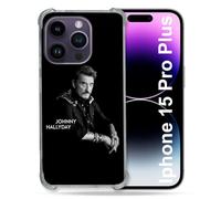 Cokitec Johnny Hallyday - Cover rinforzata per iPhone 15 Pro Plus (6.7), colore: Nero
