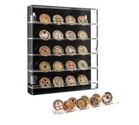 Cokritsm Challenge Coin Display Case, 5 file Military Challenge Coin Display Box con ripiani rimovibili e porta magnetica, Coin Box si adatta a 45 Medaglie Militari, Monete Ricordo