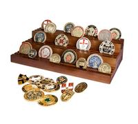 Cokritsm Rack legno monete sfida, tre livelli 9 file esercito collezione