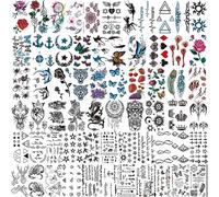 COKTAK 64 Fogli Varie Kit Tatuaggi Temporanei Adulti Donna Uomo Realistico, Tatuaggi Finti Bambini Bambina Luna Stella Farfalla Uccelli Pianeti Piccolo, Adesivi Tatuaggi Braccio Collo Viso Dito Mano