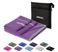 COKWEL Asciugamani in microfibra, 3 pezzi, 152 x 80 cm, 80 x 38 cm, 38 x 38 cm, asciugamano sportivo ad asciugatura rapida, assorbente, per viaggi, palestra, spiaggia, yoga, sauna (Viola scuro)