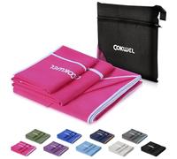 COKWEL - Asciugamano da Viaggio in Microfibra, 3 Pezzi, 152 x 78 cm, Asciugamano 80 x 38 cm, Asciugamano 38 x 38 cm, con Custodia, Asciugamano da Viaggio Assorbente (Rosso Rosa)