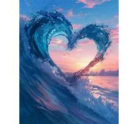COKYIS Kit Punto Croce Prestampato Onde oceaniche a forma di amore DIY Ricamo Cucito a Mano Cross Stitch 11CT Embroidery Starter Kit artigianato per Principianti Bambini Set 40x50cm