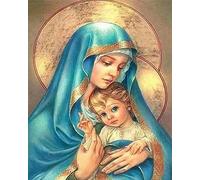 COKYIS Kit Punto Croce Prestampato religiosa maria col bambino DIY Ricamo Cucito a Mano Cross Stitch 11CT Embroidery Starter Kit artigianato per Principianti Bambini Set 40x50cm