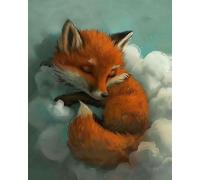 COKYIS Kit Punto Croce Prestampato Volpe che dorme su una nuvola DIY Ricamo Cucito a Mano Cross Stitch 11CT Embroidery Starter Kit artigianato per Principianti Bambini Set 40x50cm