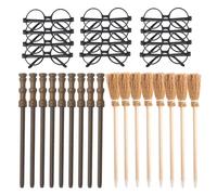 Col-Pary Kit da 36 pezzi di accessori per feste da mago, occhiali da mago con montatura rotonda senza lenti, matita con scopa da strega, bacchetta magica per compleanni, Halloween, feste cosplay