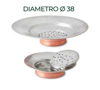 Colafritto in rame con raccoglitore per scolare olio e grasso dai cibi fritti 38 xh6 cm - realizzata in RAME MARTELLATO a mano in italia rame