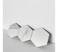 Colamo Swatch - Piastrelle in finta pietra, in marmo bianco, 3D, autoadesive per tappezzeria da cucina, da attaccare su mosaico esagonale, per bagno, soggiorno, pareti d'accento