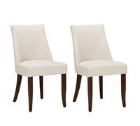 COLAMY Set di 2 sedie da cucina, con schienale, in tessuto moderno, con gambe in legno, per sala da pranzo, cucina, ristorante con gambe in legno, beige