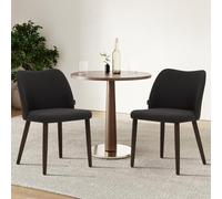 COLAMY Set di 2 sedie da pranzo imbottite, moderne sedie da cucina con seduta imbottita e gambe in legno, per ristorante/caffetteria, grigio scuro