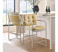 COLAMY Set di 2 sedie da pranzo in pelle PU, con gambe in metallo, per casa, soggiorno, ufficio, sala da pranzo, colore: verde