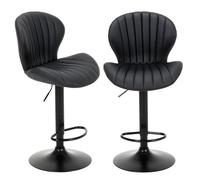 COLAMY Set di 2 sgabelli da bar moderni, sedie girevoli regolabili, imbottiti in ecopelle, altezza del bancone con schienale alto, per cucina e sala da pranzo, colore nero