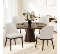 COLAMY Set di 4 sedie da pranzo imbottite, sedie da cucina in legno con schienale aperto, moderne sedie da pranzo con struttura in legno, sedie da pranzo per sala da pranzo, cucina, ristorante, beige