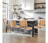 COLAMY Set di 4 sedie da pranzo in pelle PU, con gambe in metallo, per casa, soggiorno, ufficio, sala da pranzo, colore marrone