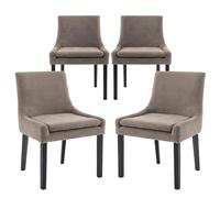 COLAMY Set di 4 sedie da pranzo moderne con schienale centrale e gambe in legno, imbottite, in tessuto, per soggiorno, sala da pranzo, camera da letto, camera degli ospiti, cammello