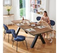 COLAMY Set di 4 sedie imbottite per sala da pranzo, moderne sedie da cucina con schienale, piccole sedie laterali rotonde in metallo con schienale curvo, per sala da pranzo, cucina, ristorante, blu