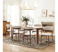COLAMY Set di 6 sedie da pranzo in legno, moderne sedie da pranzo imbottite in tessuto, sedie da cucina con poggiapiedi, beige