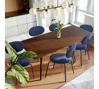COLAMY Set di 6 sedie imbottite per sala da pranzo, moderne sedie da cucina con schienale, piccole sedie laterali rotonde in metallo con schienale curvo, per sala da pranzo, cucina, ristorante, blu