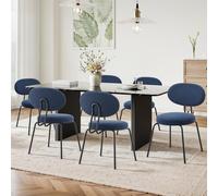 COLAMY Set di 6 sedie per sala da pranzo, moderne con gambe in metallo, ergonomiche, per sala da pranzo, cucina, soggiorno, altezza 47,5 cm, blu