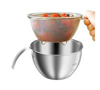 Colander Bowl Set - Kitchen Mixing Basket With Handle, Nesting Strainer Cups | Compact Meal Prep Washing Draining Container Stackable Food Rinsing Utility Set Lightweight Cooking Organizer For Home Ap