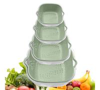 Colander Set With 8X Salad Spinner, 2 Tier Veggie Fruit Cleaner and Food Strainer Per Pasta Rice, Thickened PP PET Kitchen Gadget With Durable Design for Efficient Use, 780 g