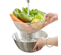Colanders & Food Strainers Stainless Steel,Pasta Straining Rinse | Mesh Strainer Basket, Kitchen A Polished Exterior, Our Metal Food Drainer With Mixing Bowl For Washing Vegetables, Fruit, Rice