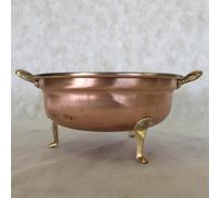 Colapasta in rame stagnato Ø24 cm ideale con piedini e manici in fusione d'ottone forato rame