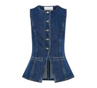 colarat Completo da donna in denim, 2 pezzi, casual, da lavoro, senza maniche, con jeans, blazer, gilet e pantaloncini, Only Vest, Small