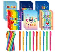 Colarr 36 Set/72 Pcs Be Kind Inspirational Notebooks Ballpoint Pens Sets with Sayings Positive Mini Motivational Pocket Notepads Journals Bulk for Employees Team Staff Party Favor Birthday Gift