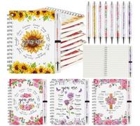 Colarr Set di 12 quaderni cristiani, regalo cristiano per donne, penna e quaderno, set regalo per preghiera religiosa, per donne, chiesa, scritture, quaderni con penne con versi della Bibbia (bordo