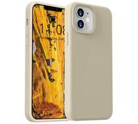 ColasGalys Custodia per iPhone 12 MIni, in silicone di alta qualità, con fodera in microfibra, anti-impronte, antigraffio, antiurto, per iPhone 12 MIni, beige