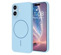 ColasGalys Custodia per iPhone 17, compatibile con Mag Safe per iPhone 17, in silicone di alta qualità, con fodera in microfibra e protezione per fotocamera, magnetica, anti-impronte, blu cielo