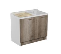 Colavene - Active Wash statico lavatoio doppia vasca 100x55x93h con portabiancheria [rovere primitivo] - AWS1055P