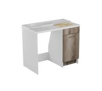 Colavene - Lavapanni DUO per inserimento lavatrice vasca a destra con cesto e tavola lavaggio 106X60Xh89 - 24161 : Finitura colacril - Bianco opaco