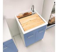 Colavene - Swash lavatoio 60X60Xh86 con tavola di lavaggio [celeste] - 24030D