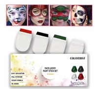 COLAYERIST Body Painting Colori Face Paint, Trucchi Halloween Make up Adulti 4 Colori, Bianco e Nero e Effetti Speciali per Halloween Vampiro Joker