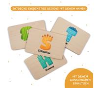 Colazione Personalizzato Con Nome a Scelta 23,5x15cm Faggio 4 Dinosauri