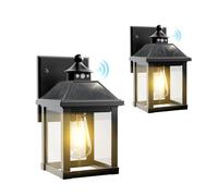 COLBOR Lampada Solare da Esterno, Lampada da Parete con Sensore di Movimento(2 Pcs), IP65 Lmpermeabile Faretto LED da Esterno per Garage Giardino e Patio