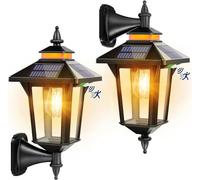 COLBOR Lampada Solare Esterno Vintage con Sensore di Movimento, 3 Modalità IP65 Impermeabile, 2Pcs per Giardino Patio, LED