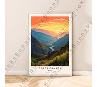 Colca Canyon Perù da Viaggio Stampa Illustrazione Art Poster Arredo Casa Regalo