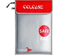 COLCASE Borsa non combustibile 38,1 x 27,9 cm. Non irritante - rivestito in silicone resistente al fuoco argento Borsa. resistente al fuoco Stoccaggio sicuro per denaro, documenti, gioielli e